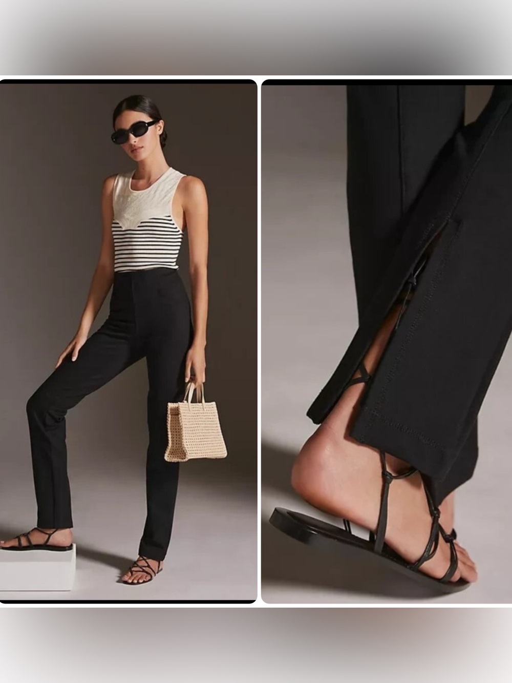 Anthropologie Maeve Split Hem Ponte Knit Pull On Pants‎ Black Size XS